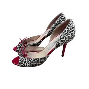 Jimmy Choo Women's red Leopard Print Crete D'Orsay Sandals Size 41 vintage